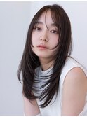 20代30代大人かわいい小顔くびれレイヤーカット黒髪前髪韓国風
