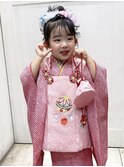 七五三着付けヘアセット３歳お団子ヘアアレンジ