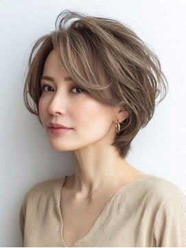 ハーツ 青山表参道店(Heart's) 白髪ぼかし脱白髪染め似合わせショートボブ40代50代60代