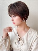 美髪大人ショート丸みマッシュショートイメチェン分け目なし
