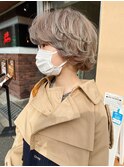 ミルクティーベージュ_クールショート　ピンクグレージュ　ボブ