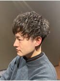 ビジネスツーブロックマッシュ ショート 束感ナチュラルパーマ