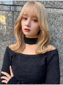 大人ガーリー/前髪/顔周りレイヤー×ブリーチなし韓国ヘア[大宮]