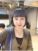 purple blue / 切りっぱなしボブ / ワイドバング
