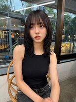 ガーデン 渋谷(GARDEN)&nbsp;黒髪ボブルフネビージュワンレンくびレイヤーミディアムヘア