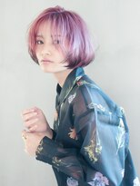 ピンクヘアーピンクグレープフルーツワンレン_F0128