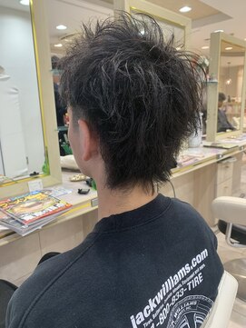 アッシュ 千歳烏山店(Ash) 黒髪短髪束感スパイキーショートアップバングメンズツーブロック