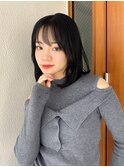 【ナチュラル黒髪ボブ×シースルー】大人可愛い柔らかミディ