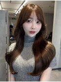 韓国レイヤーウェーブヘア顔周り髪質改善銀座