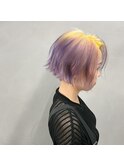 #トレンチショート×イエローパープルカラー