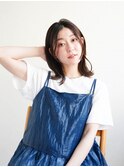 ミディアムヘア/斜めバング/グレージュカラー/新宿駅