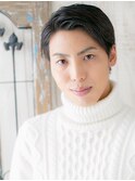 かき上げ七三分けブラックビジネスショートX草加