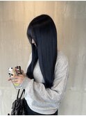 ブリーチありブルーブラック艶髪ストレート