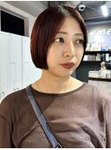 ボブ/ミニボブ/切りっぱなしボブ/ワンレン/ボルドー