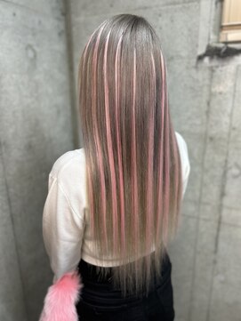 ミルクティーピンクメッシュ