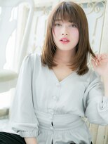 大波純一美容室パーティハン&nbsp;オン眉エアストレートツヤ髪ミディアムレイヤーa小山20代30代
