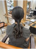 お呼ばれヘアセット×編み下ろしポニー