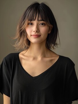 アルトリスト(Altruist Aging×HAIR&SPA) ★ダークアッシュ大人ガーリーボブ着物ミディアムレイヤーカット