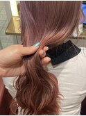 ブリーチ1回ピンクベージュカラー