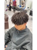ツイストスパイラルマッシュ刈り上げツーブロックメンズパーマ