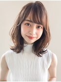 ダークブルーシースルーバングワンホンレイヤー前髪うるツヤF