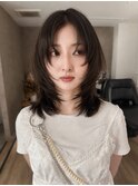 大分ハッシュカット胸上鎖骨下ミディアムレイヤースタイルかるめ