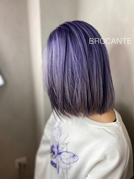 ラトリエ ブロカント 立川北口店(L'atelier BROCANTE) 韓国 ショートボブ パープル ハイトーンカラー 派手髪