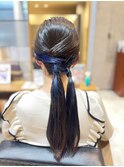 インナーカラーブルー × タイトアレンジ