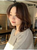 20代30代40代大人可愛いひし形ふんわりレイヤーボブ×前髪なし