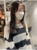 【松本咲花】ブリーチなしくすみベージュ冬カラー韓国風ロング