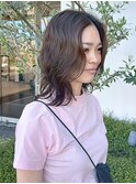 大人ウェーブミディ/ナチュラルブラウン