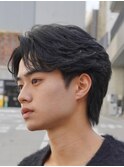 渋谷フェザーパーマニュアンスパーマセンターパートウルフカット