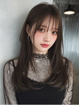 ヴィヒタ 川越 本川越(VIHTA.) グレージュダークグレー黒髪ミディアムレイヤー