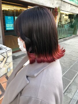 カルテット(Quartetto) 前髪くびれイメチェンかき上げ裾チェリーレッドカラー