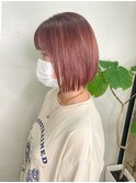 オレンジ×ピンク/暖色系カラー/ボブstyle