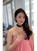ウォニョンロング_美髪ピンクブラウン切りっぱなしボブ