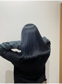 暗髪/艶髪/ネイビーブルーブラック/切りっぱなしボブ