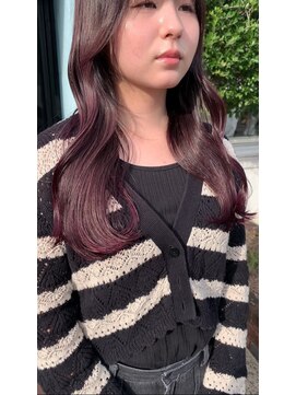 ドクターズサロン レラパール ワンカール/大人可愛い/前髪小顔カット/さら艶ロング/秋レッド