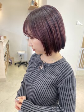 ヴィンスジオ 岐阜駅南(vince gio) ボルドーカラー/チェリーレッド/ブリーチ/ボブ