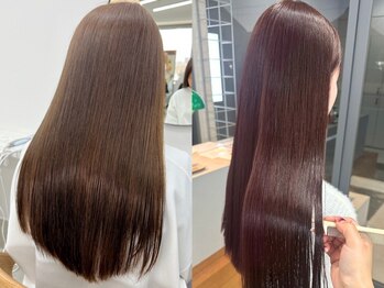 アム(am)の写真/カラーも同時にOK◎話題の水素ケアと縮毛矯正がセットになった髪質改善水素ストレートでダメージレス艶髪☆