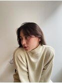 ミニウルフデジタルパーマセミロングオリーブグレージュ