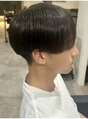メンズカットナチュラルストレートシースルーマッシュ刈り上げ