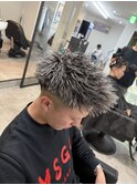 メンズパーマホワイトメッシュツイストジェットモヒカン