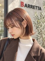 ルシードスタイル バレッタ(LUCIDO STYLE BARRETTA)&nbsp;ミニボブ×シースルーバング×オレンジブラウン