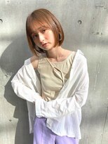 大人ボブ  ミストバング 暖色系カラー ぶつ切りボブ 前髪