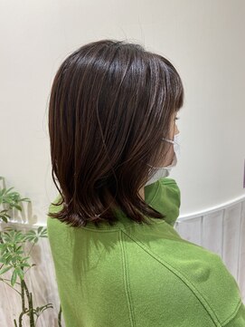 ネオリーブソラ 相模大野店(Neolive sola) 切りっぱなしボブ/くびれ巻き/オレンジブラウン