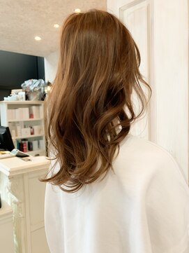 キャアリー(Caary) 福山イルミナカラー人気caaryベージュカラー波巻き外ハネ