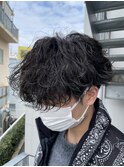 マッシュパーマ/ウルフ/アッシュブラック/カルマパーマ/ウルフ