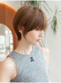 20代30代大人かわいい丸みショートナチュラルカラーフルバング