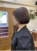 柔らかグレーピンク/ハイトーンカラー/顎ラインボブ/韓国ボブ